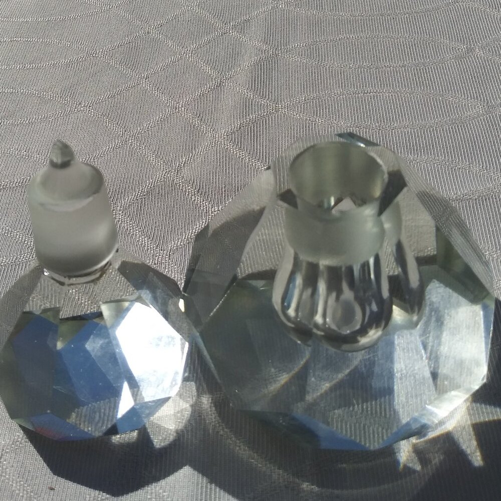 Vintage Crystal Glass Perfume Bottle Very Heavy - Picture 6 of 10